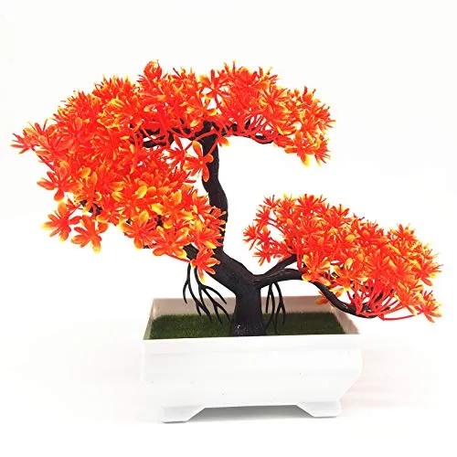 Albero di bonsai da 180 millimetri nella decorazione della pianta artificiale della pentola per ufficio/casa arancione