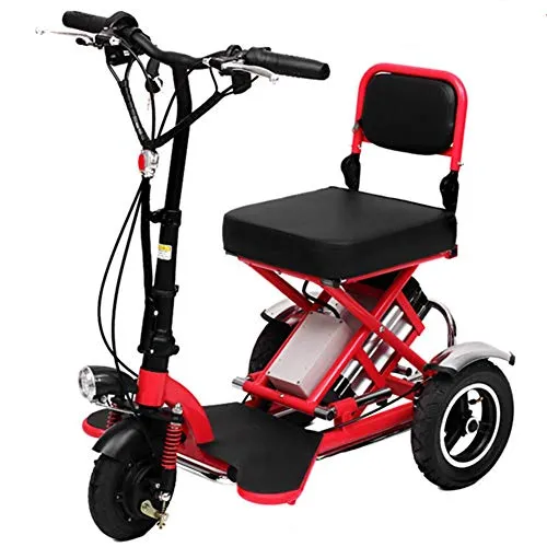 CYGGL Triciclo Elettrico Mini Piega, Piccolo Scooter Elettrico a Tre Ruote Adulto Vecchio Portatile al Litio disabile per Batteria per Auto anziana 48 V può durare per 50 km