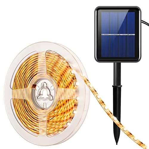 Criacr Solar Strip Lights, 3 Metro 90 LED Flessibile e Luci Stringa Solare, 8 modalità di Illuminazione, Auto ON/off Light Strip, Impermeabile IP65 per Patio, Giardino, Casa