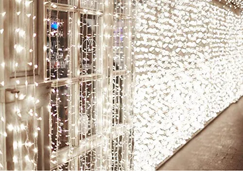 IDESION 600 LED 6M x 3M Tenda Luminosa Natale Esterno/Interno, Tenda Luci Natale IP44 con 8 Modalità di Illuminazione Natale Decorazioni Casa, Camera da Letto, Giardino- Luci LED Natale Bianco Freddo