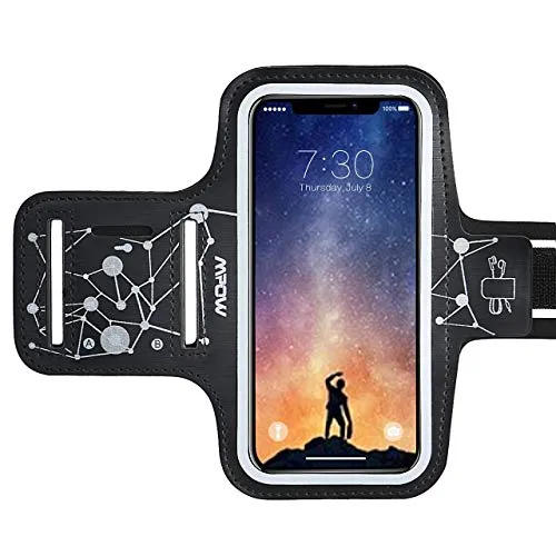 Mpow Fascia Sportiva da Braccio, Sweatproof Bracciale per iPhone XR XS X 8, Samsung Galaxy S9 S8 S7 [fino a 6,1''], con cuffia & slot chiave per l'esercizio di corsa, cielo stellato modello