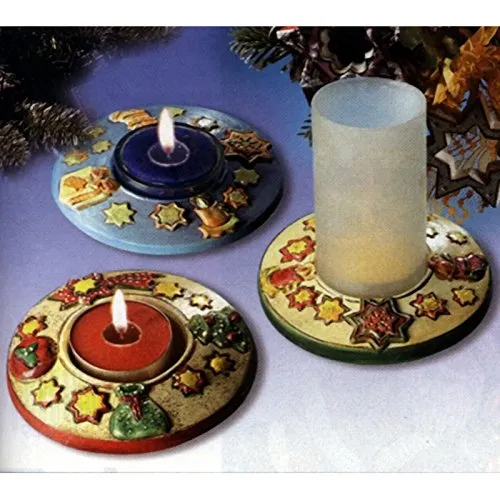 Stampo con 2 FORME PORTACANDELA Natale vigilia per colate di gesso ceramico