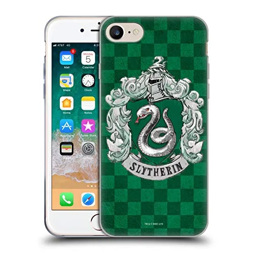 Head Case Designs Ufficiale Harry Potter Slytherin Cresta Scacchi Sorcerer's Stone I Cover in Morbido Gel Compatibile con Apple iPhone 7 / iPhone 8 / iPhone SE 2020