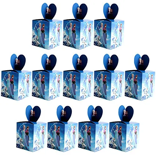 Qemsele Scatole Borse Festa per Bambini, 12 PCS Scatole Caramelle scatole di Regalo Borse Sacca Sacchettini del per Tema Riutilizzabile Festa di Compleanno Bambini bomboniare Sacchetto Festa (Frozen)