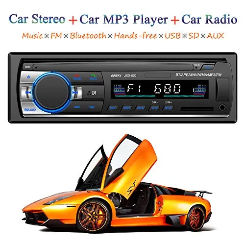 Honboom Autoradio Bluetooth Stereo Car Radio FM Ricevitore 60Wx4 Supporta Chiamata in vivavoce e Telecomando e Equalizzatore, Supporta la Riproduzione di musica MP3 tramite BT/USB/SD/TF/AUX