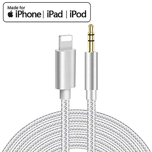 Cavo Audio per iPhone 11 ausiliario per iPhone,adattatore audio stereo maschio 3,5 mm compatibile con iPhone 7/8/X/XR/XS/11 Adatto a tutti i sistemi iOS,Home/Autoradio,altoparlanti,cuffie,1M - Argento