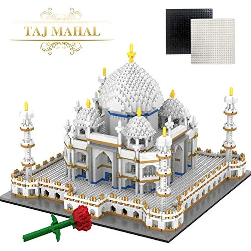 WYSWYG Architecture Taj Mahal Creator - Set di mattoncini da costruzione, 4146 pezzi, mattoncini da costruzione, piastra di base e bricks con rose