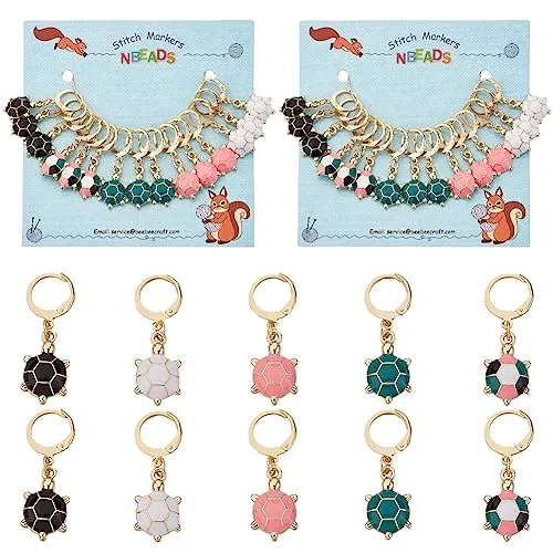 NBEADS 30 Pz Marcatori Punto Maglia, Tartaruga Smalto Uncinetto Punto Marcatore Charms Rimovibile Bloccaggio Punto Marcatore per La Maglia Tessitura Cucito Quilting Accessori