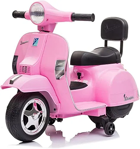 Tecnobike Shop Moto Scooter Elettrico per Bambini Piaggio Vespa Mini PX 6V - Luci Suoni (Rosa)