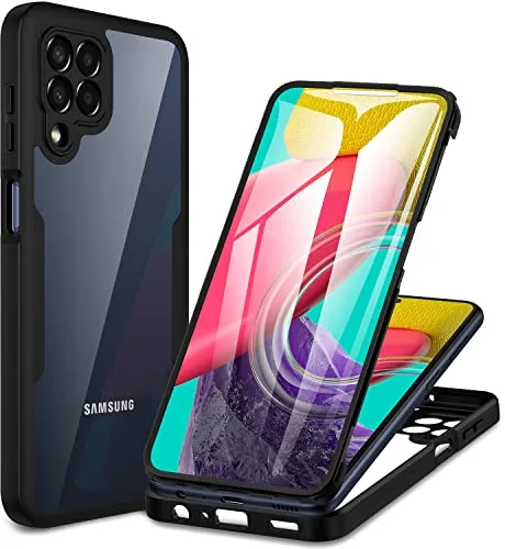 CENHUFO Cover Samsung M53 5G, Custodia Samsung M53 5G Antiurto 360 Gradi con Protezione Schermo Integrata Rugged Trasparente Case Doppia Faccia Fronte Retro Cover per Samsung Galaxy M53 5G - Nero