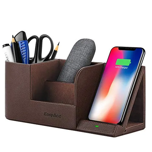 EasyAcc Caricabatteria Wireless con Organizzatori per iPhone XS Max XR X 8 Plus e Samsung S10 S9 S8 Plus Note 8 e Altri, Caricabatteria a induzione Organizer