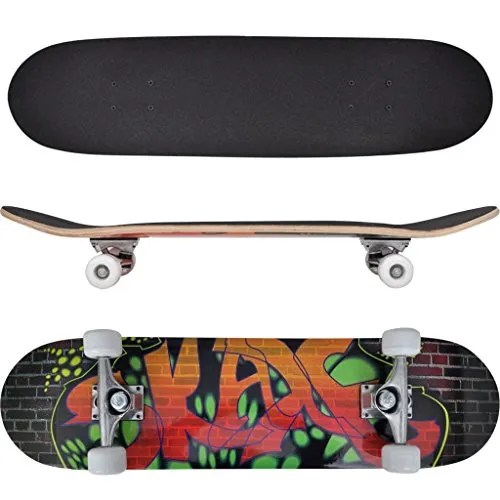 vidaXL Skateboard Ovale 9 Strati Acero Design Graffitti 20,32 cm