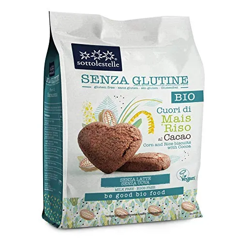 1x Sottolestelle Senza Glutine Biscotti biologici Cuori di Mais e Riso al Cacao 250g (1)