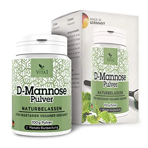 D-mannosio in polvere • trattamento dietetico per cistite • 100 g (fornitura per 2 mesi) • 100% puro e naturale & vegano e privo di additivi • Fatto in Germania