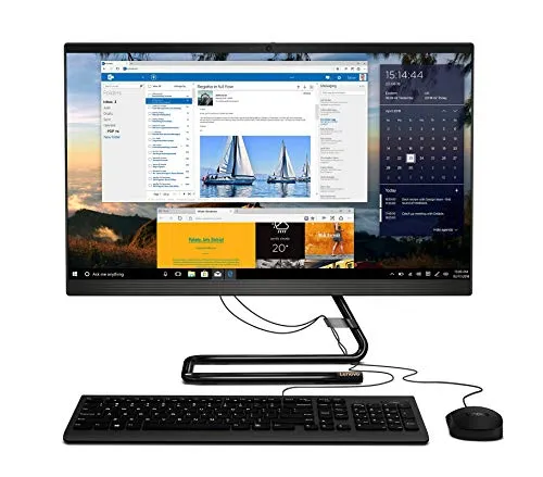 Lenovo IdeaCentre AIO 3 All-in-One, Display 23.8" Full HD, Processore Intel Core i5-1035G4, 512GB SSD, 8GB RAM, Tastiera e Mouse USB, DVD±RW, Windows 10, Black