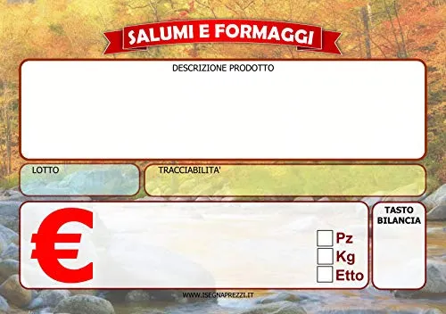 KIT 50 SEGNAPREZZI MOD. A ALIMENTARI FORMATO 7X10