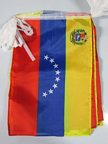 AZ FLAG Ghirlanda 12 Metri 20 Bandiere Venezuela 45x30cm - Bandiera VENEZUELANA 30 x 45 cm - Festone BANDIERINE