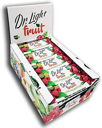 Barretta di Frutta Disidratata Dr.Light Gr 30 Cranberry e Mirtilli Rossi Pre Probiotic Senza Glutine, Crudo, Vegano, Non OGM, Senza Latte, Vegetariano, Senza Conservanti, (confezione da 25)
