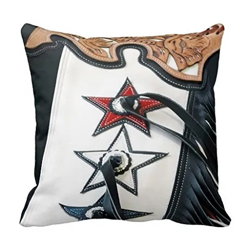 Red White And Blue Western Chaps Design Throw Pillow case/Copricuscini e federe