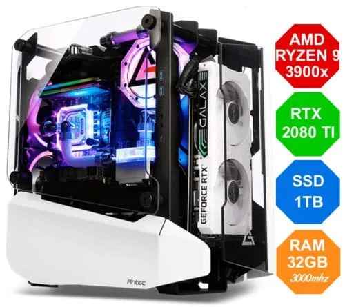 CUSTOM LIQUID Gaming PC AMD RYZEN 9 3900X 4,60Ghz 12core - Tubi rigidi - NVIDIA RTX 2080 TI 11GB - RAM 32GB DDR4 3000Mhz - SSD 480GB - X570 Phantom - STRIKER - WIN 10 RGB