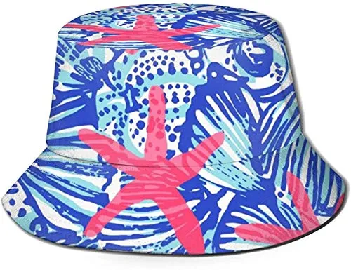 BONRI Cappello da Pescatore da Viaggio con Stampa di Pittura Incredibile Unisex Cappello da Pescatore Estivo Cappello da Sole-Stella Marina Rosa
