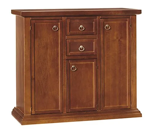 Lo Scrigno Arredamenti, Credenza 3 Porte 2 cassetti Classica Tinta Noce W392/N