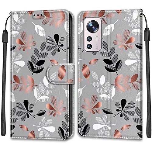 YKTO Dipinte Custodia a Libro Compatibile con Xiaomi12 Chiusura Magnetica Wallet Case Protettiva Flip Cover per Xiaomi12 Portafoglio Wallet Alta Qualità con Fiore elegante Motivo Design