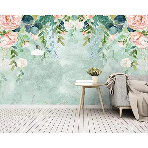 Hwhz Carta da parati 3d pelabile Carta Da Parati Decorativa Parete Murale Pastorale Del Fiore Del Fumetto Dell'Acquerello Dipinto A Mano Semplice-200X140Cm