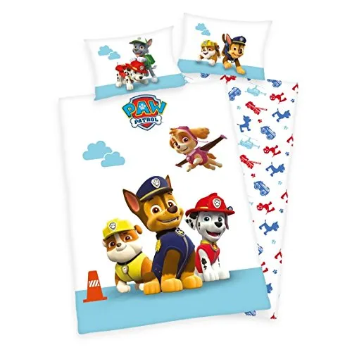 3 pezzi Baby biancheria da letto double face immagine: paw patrol - di rinforzato - 100 x 135 cm + 40 x 60 cm plus 1 lenzuolo con angoli 70 x 140 cm