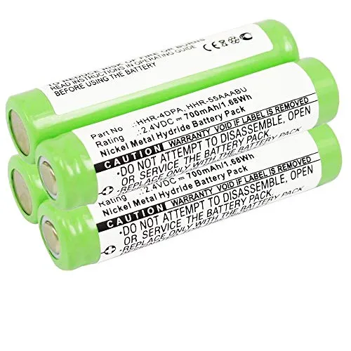 subtel® 2x Batteria sostitutiva per Panasonic KX-TG6511, KX-TGA641, KX-TG6411, KX-TG6412 Ricambio HHR-55AAAB per telefono fisso/cordless 700mAh Pile Sostituzione