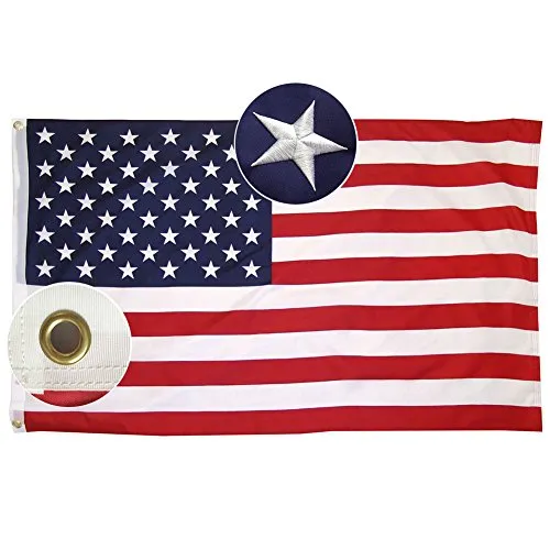 Lixure Bandiera Americana - Bandiera USA - Bandiera Stati Uniti d'America 90x150cm Grandi Dimensioni con 50 Stelle Ricamate di Alta qualità Usato per Esterno/Decorazione d'interni/Festival de Musique