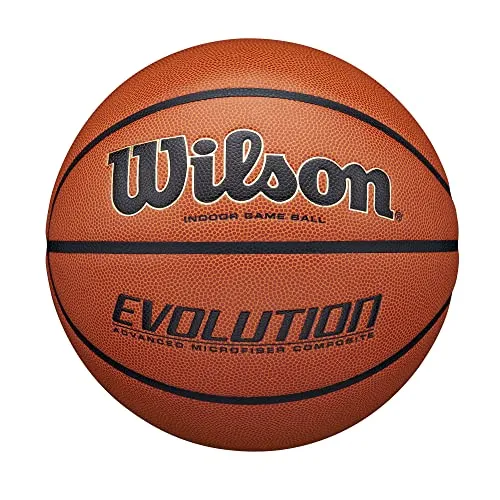 Wilson, Pallone da basket, Evolution, Arancione, Adulto, finta pelle, Indoor, Misura 7, WTB0516XBEMEA