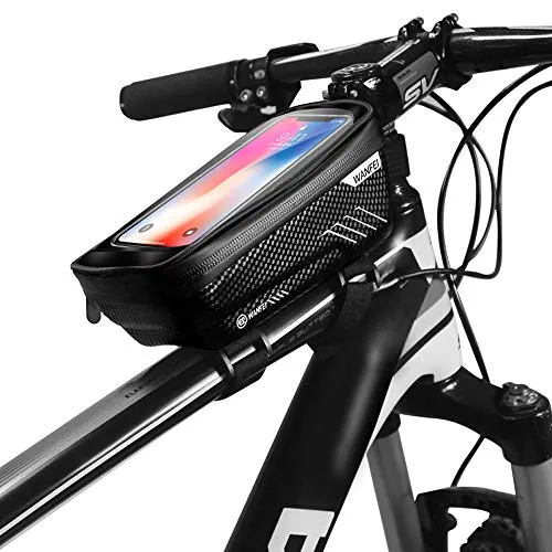 Bici Borse Bicicletta Telaio Anteriore Borsa Impermeabile Manubrio Ciclismo Top Tubo Pannier Touch Screen Grande Capacità Borse Biciclette Accessori Bici Adatto per Telefoni Sotto 6.5 Pollici