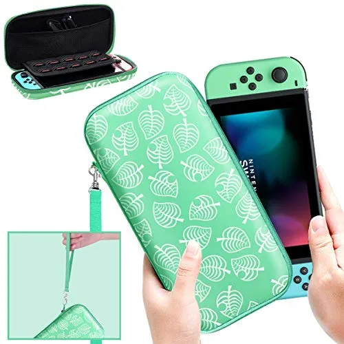 Custodia Trasporto per Switch Lite, Protezione Cover per Switch Lite[per Animal: New Horizons], Silicone PU Portatile Sottile Custodia Viaggio per Switch Lite e 10 Cartucce di gioco Giochi e Accessori