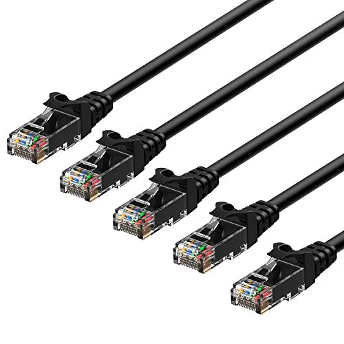 Rankie Cavo Ethernet, Rete CAT6 con Connettori RJ45, 0,3m, Pacco da 5-Nero