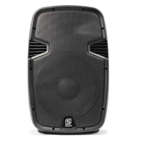 Skytec SPJ1200A Cassa attiva amplificata diffusore (600 Watt, subwoofer da 30 CM, XLR, ABS, MIC IN)