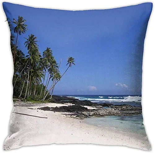 Fodere per cuscini Palm Trees Beach Bellissima spiaggia Sand Beach Samoa Federa quadrata 18 * 18 pollici Federa Divano e cuscino per letto