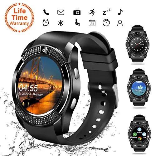 Android Smart Watch ,Bluetooth Smart Watch Telefono con SIM Card Slot e Fotocamera,Orologio Intelligente Fitness Sport Android Wear Pedometer per Donna Uomo Bambini per Android iOS Smartphones