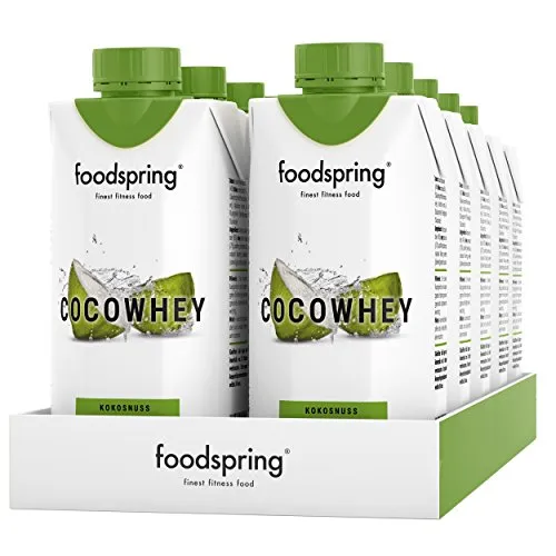 foodspring CocoWhey pacchetto da 12, Noci di cocco, 12x330ml, Il drink proteico isotonico