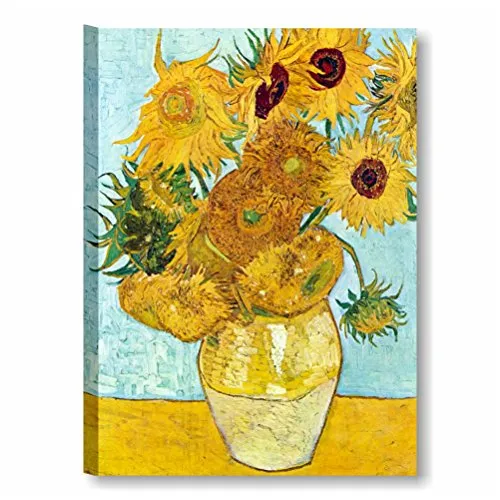 Quadri L&C ITALIA Van Gogh Girasoli - Quadro Moderno con Fiori per Soggiorno Cucina 50 x 70 Stampa su Tela Canvas da Parete Riproduzione