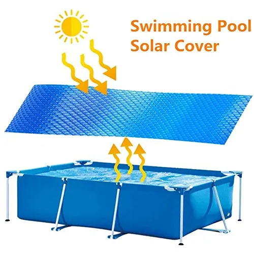 NOVITÀ Copertura Solare Piscina rettangolare 260x160cm, Telo Termico Pellicola isolante a bolle d'aria Protezione solare anti-UV per piscine con telaio o gonfiabili, mantenere calda l'acqua