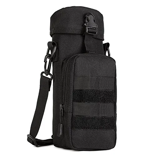 HUNTVP® 750ml Borsa Porta Borraccia Molle Militare Tattico Borsa Tracolla Porta Bottiglia Custodia Trekking Campeggio Escursionismo Ciclismo Sport, Nero-750ml