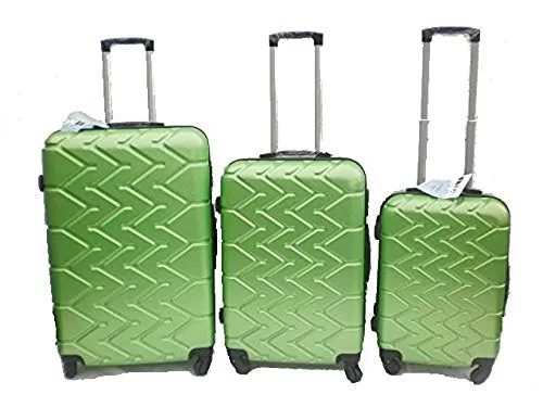 Orlac Tyre Set 3 Trolley valigie rigide in ABS e policarbonato 4 ruote piroettanti colori vari (Verde)