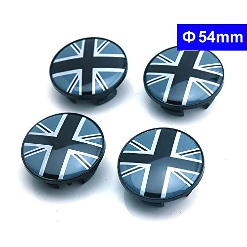 4 Pezzi W070 54 mm Auto Styling Accessori Emblema Distintivo coprimozzo Centrale Mini John Cooper Tattoo Clubman Contryman Man Coupe Inghilterra Bandiera UK Grigio