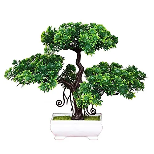 Flikool Pino Albero Artificiale con Pot Piante Artificiali Fiore Artificiale con Vaso Simulazione Finto Faux Turf Bonsai Artificiale Ornamenti Decorazioni per la Casa Ufficio Tavolo Scrivania - 2