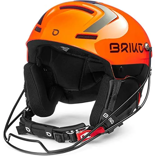 Briko Slalom - Casco da sci/snowboard, per adulti, Unisex, Shiny Orange-Black, Large