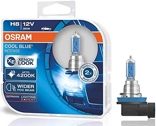 OSRAM 64212CBI-HCB Cool Blue Intense H8 - Lampada alogena per proiettori auto, 12 V, 35W, 800 lm, 4200 K, Duobox (2 pezzi)