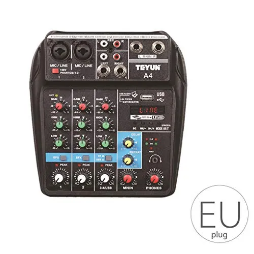 Lorjoy Porta Professione Mixing Console USB ha Alimentato Il Mini Bluetooth 4 canali Stage Performance Live Action Audio Mixer