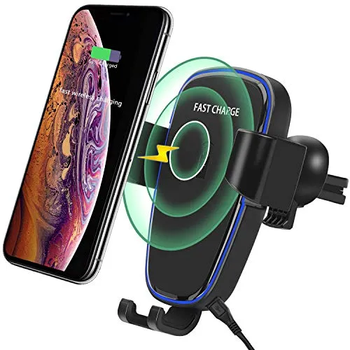 Lecone Caricatore Wireless Auto 7.5W per iPhone XR/XS/XS Max/X/8/8 Plus, 10W per Galaxy Note 9/S9/S8/Note 8, 5W per Huawei Mate 20 PRO Gravity Ricarica Wireless da Auto