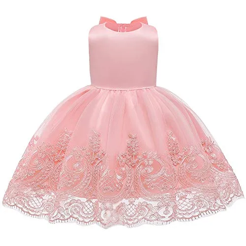 LZH Compleanno Baby Girl Abiti Senza Maniche Bow Pageant Party Princess Gown Prom Dresses